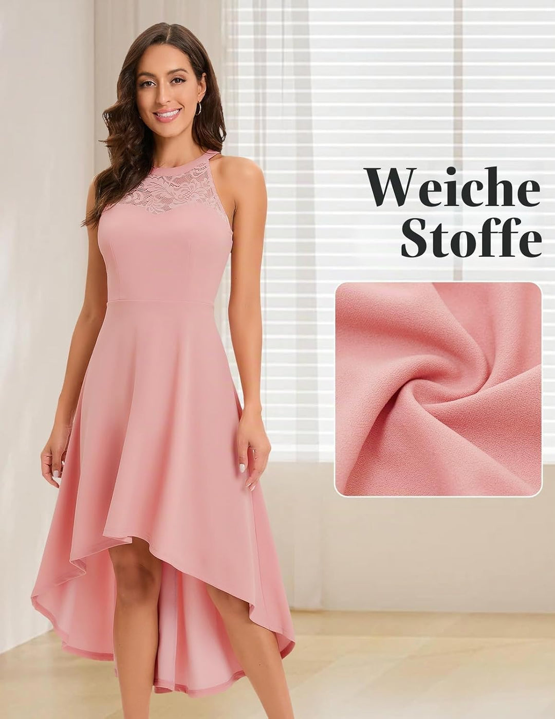 Bbonlinedress Abendkleider elegant für Hochzeit gast festliches Kleid Damen Neckholder Konfirmations