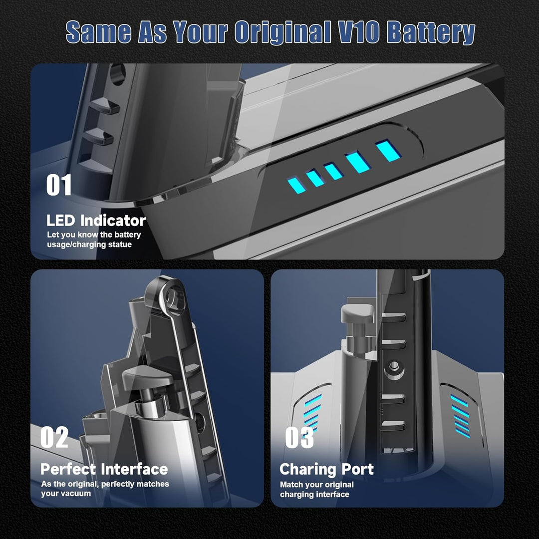 V10 8000mAh/8.0Ah Li-ion Akku Ersatzakku für Dyson V10 Akku Kompatibel mit Dyson SV12 Animal Absolut
