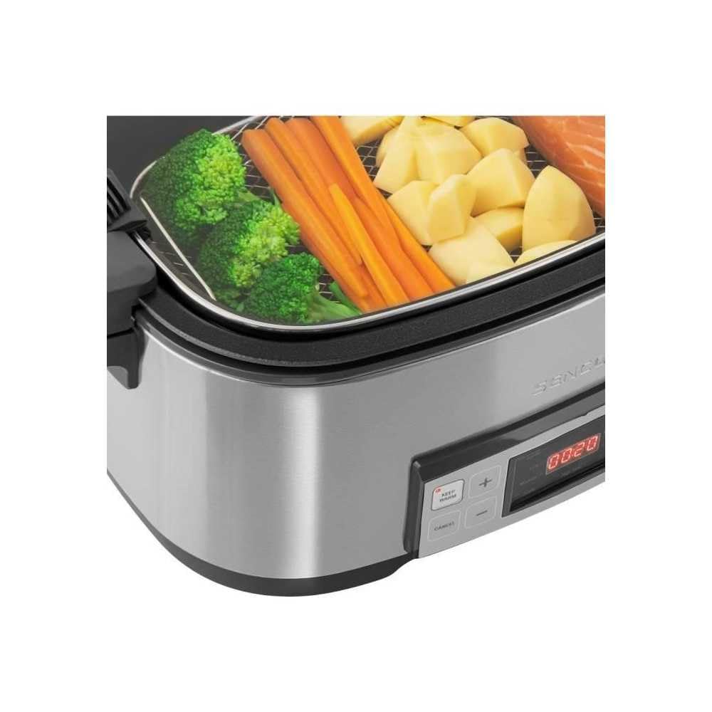 SENCOR SPR 5500SS Slowcooker, 1350 Watt, Kochbehälter, 4 einstellbare Kochfunktionen, Edelstahl