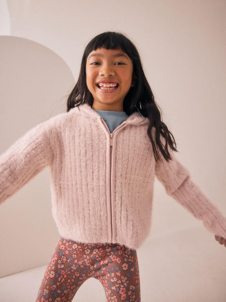 NEXT Mädchen Flauschige Kapuzenjacke mit durchgehendem Reissverschluss 16 Jahre Rosa, 16 Jahre Rosa