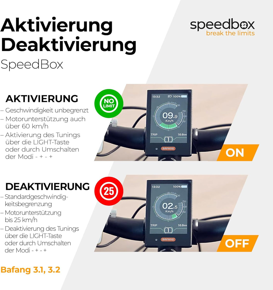 SpeedBox 3.2 kompatibel mit Bafang (M200, M410, M500, M510) / E-Bike Tuning-Chip/CAN-Kommunikation