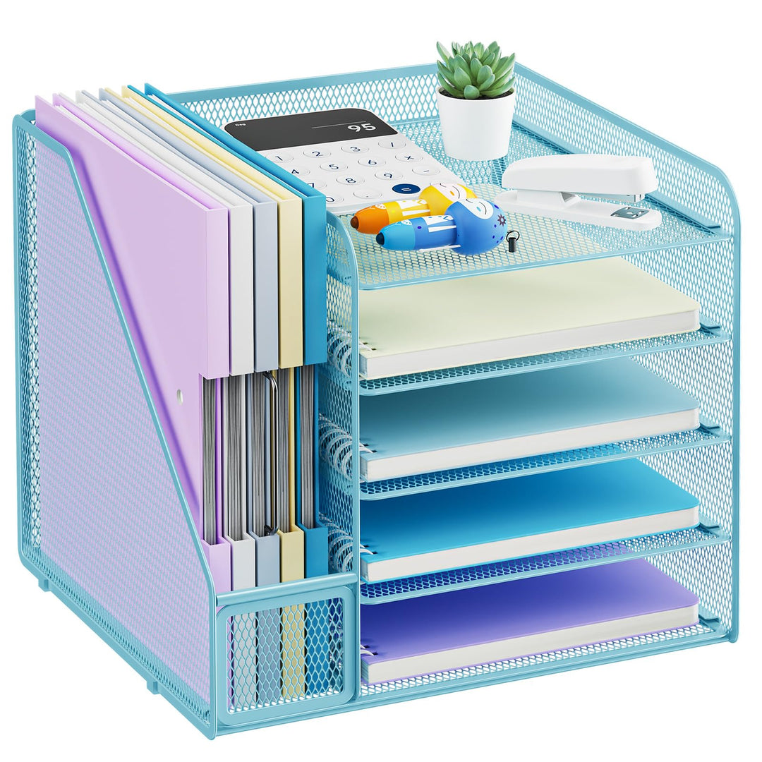 Marbrasse Schreibtisch Organizer und Büro Zubehör,5-Tier Briefablage Organizer mit Briefständer,Mesh