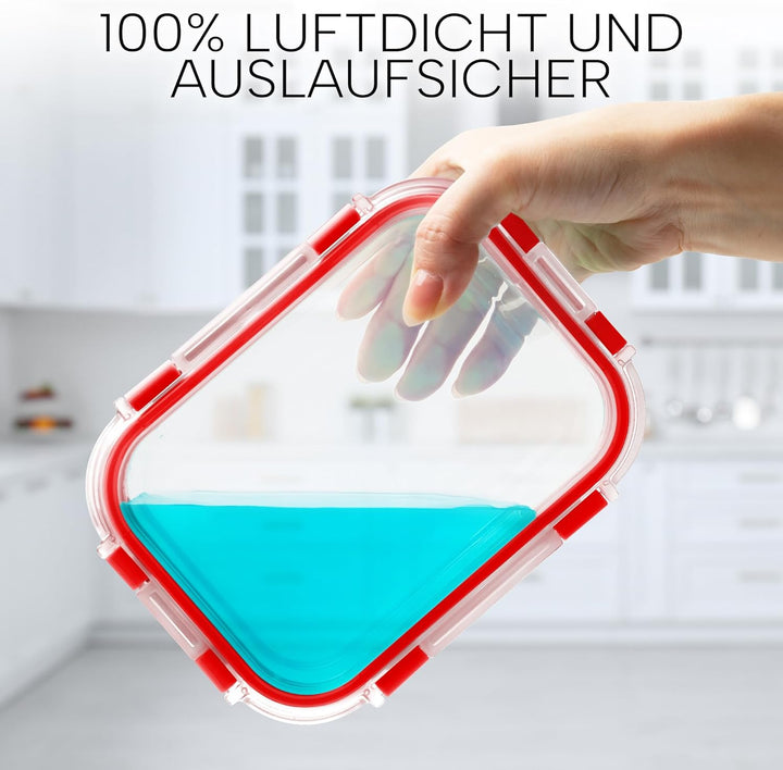 Zulay 12er-Set Glas-Frischhaltedosen für Meal Prep, Tupperdosen Set aus Glas mit luftdichten Deckeln