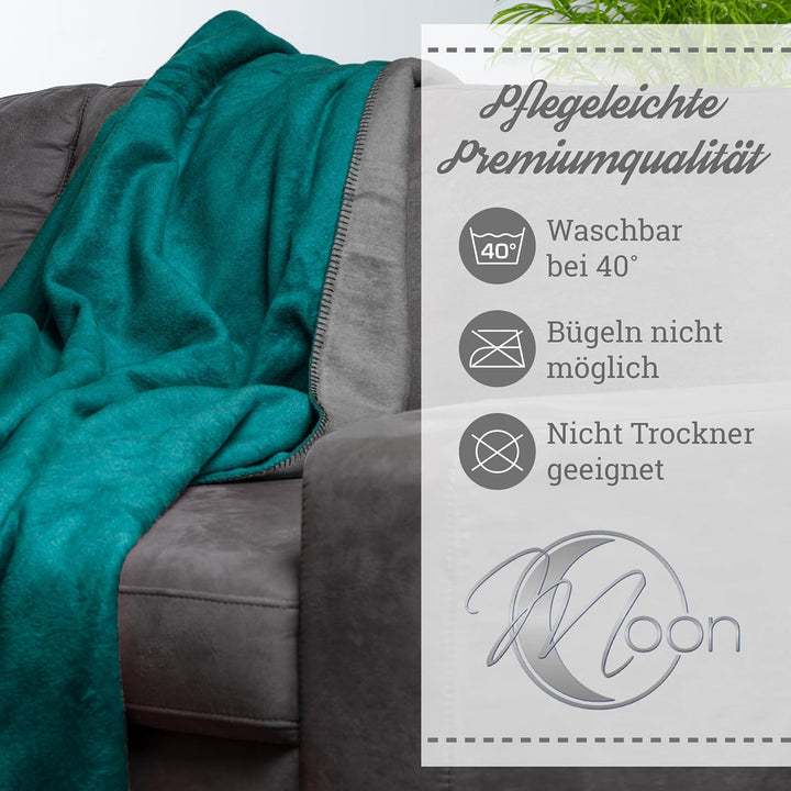 Moon Doubleface Kuscheldecke, Wohndecke aus Baumwollmischung - ca. 150x200 cm mit geketteltem Rand (
