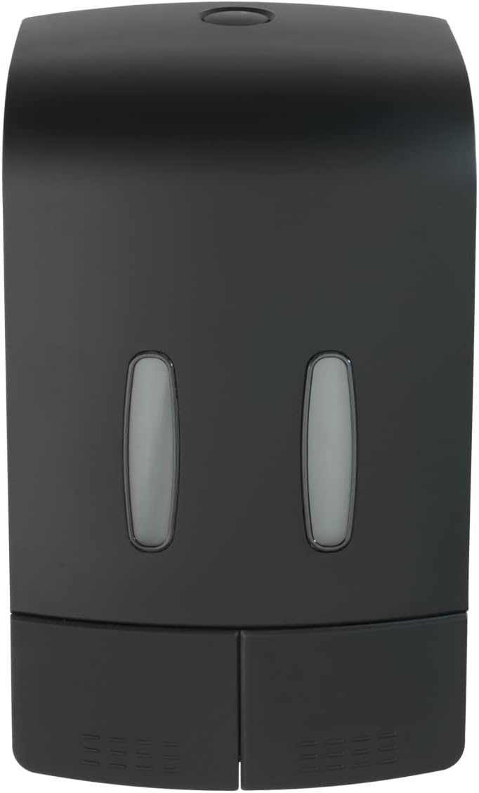 WENKO 2-Kammer Desinfektionsmittel- und Seifenspender Tartas Schwarz, hygienischer Wand-Spender für