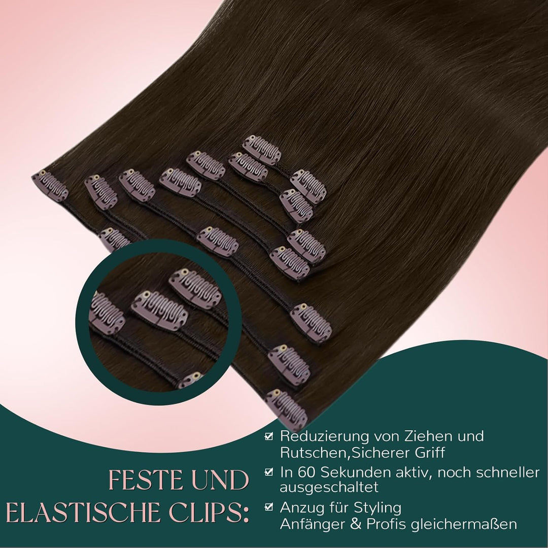 Easyouth Echthaar Extensions Clip in Brau Echthaar Clip in Extensions Echthaar Remy Clip in Haarverl