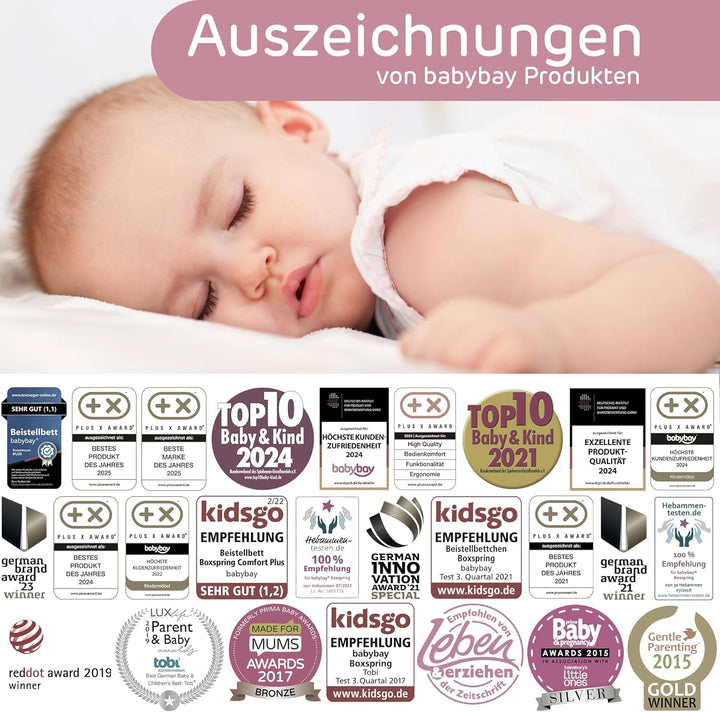 babybay Maxi extra grosses Beistellbett aus massivem Buchenholz/Kinderbett Höhe stufenlos verstellba