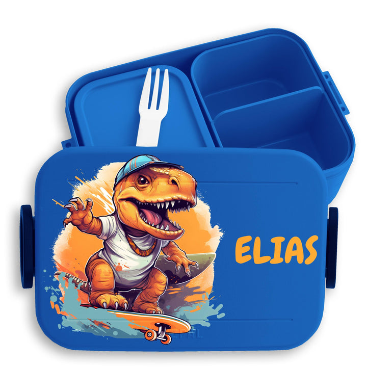 Kinder Bento Box Midi Lunchbox für Mepal Bentobox - Dino T-Rex Dinosaurier TRex Skateboard - 900 ml