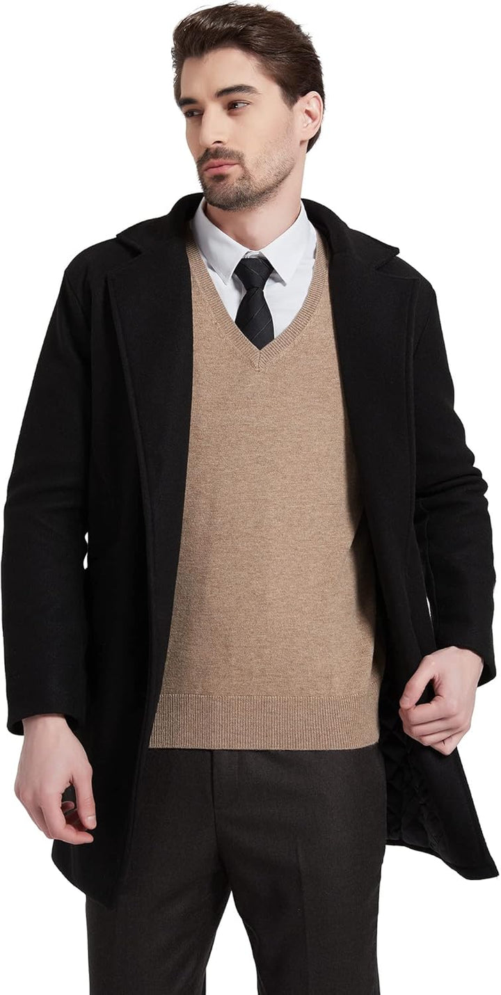 Kallspin Herren Pullunder-Strickweste aus Wollmischung V Hals Ärmellos M Kaffee, M Kaffee