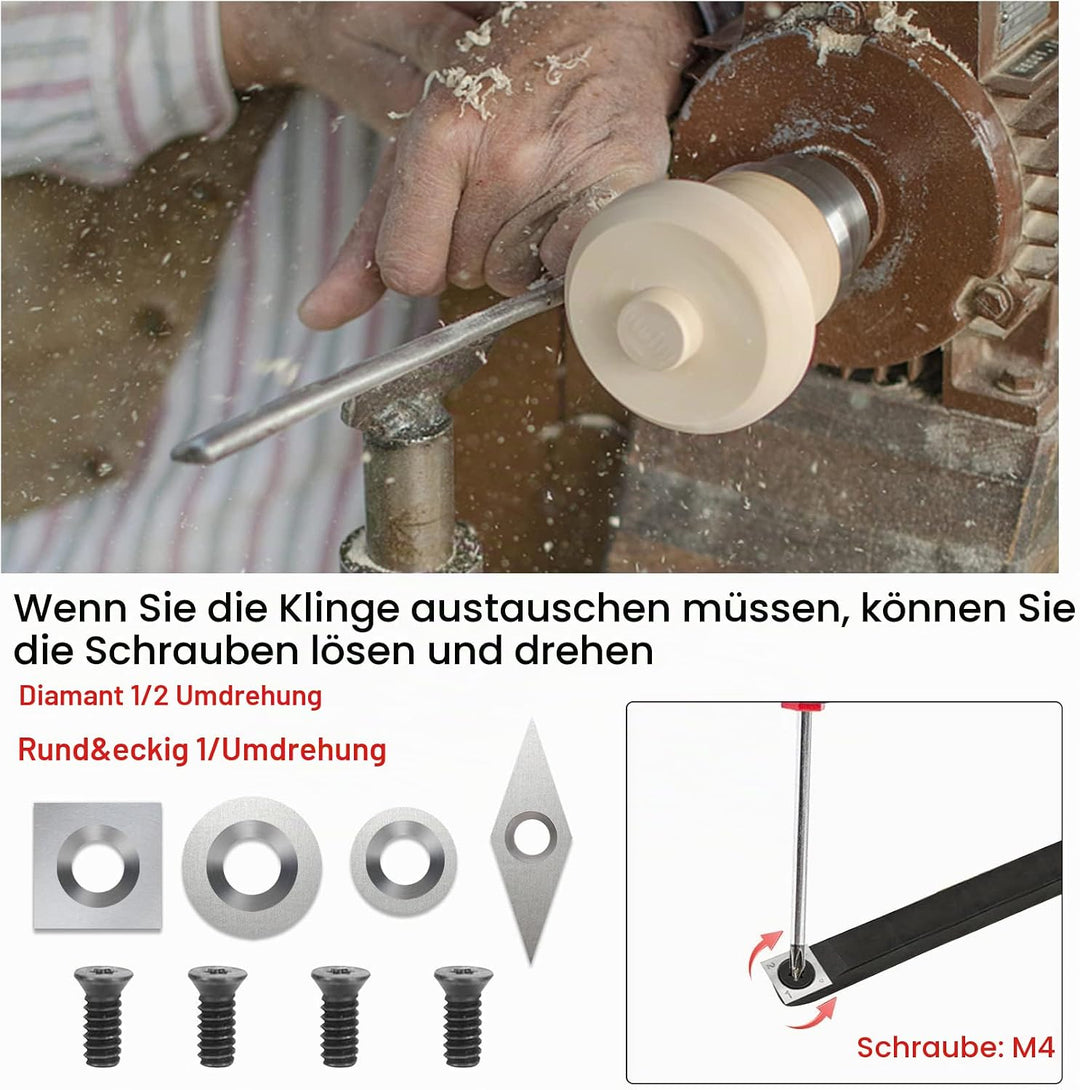GothicBride Wendeschneidplatten Drehmeissel 12 Stück Hartmetall Drechselwerkzeuge für Holz Drehmasch