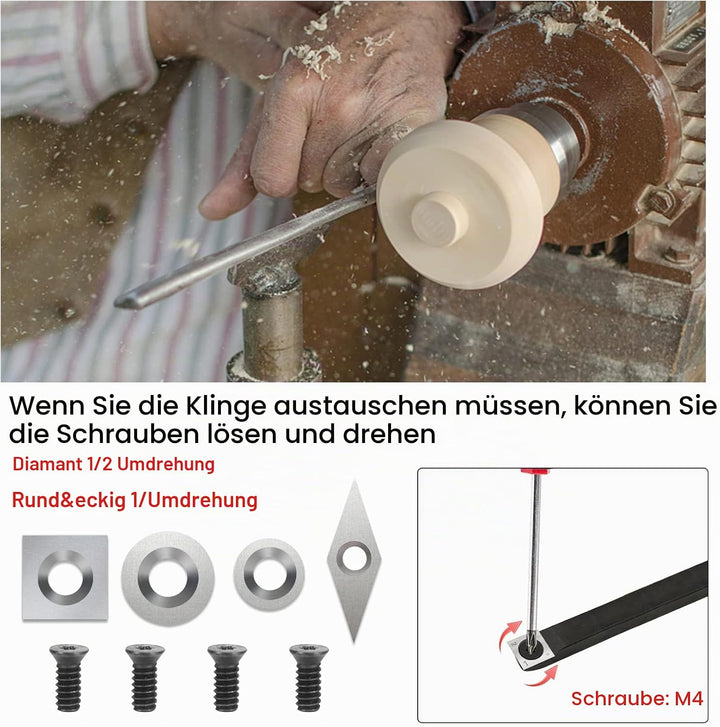 GothicBride Wendeschneidplatten Drehmeissel 12 Stück Hartmetall Drechselwerkzeuge für Holz Drehmasch