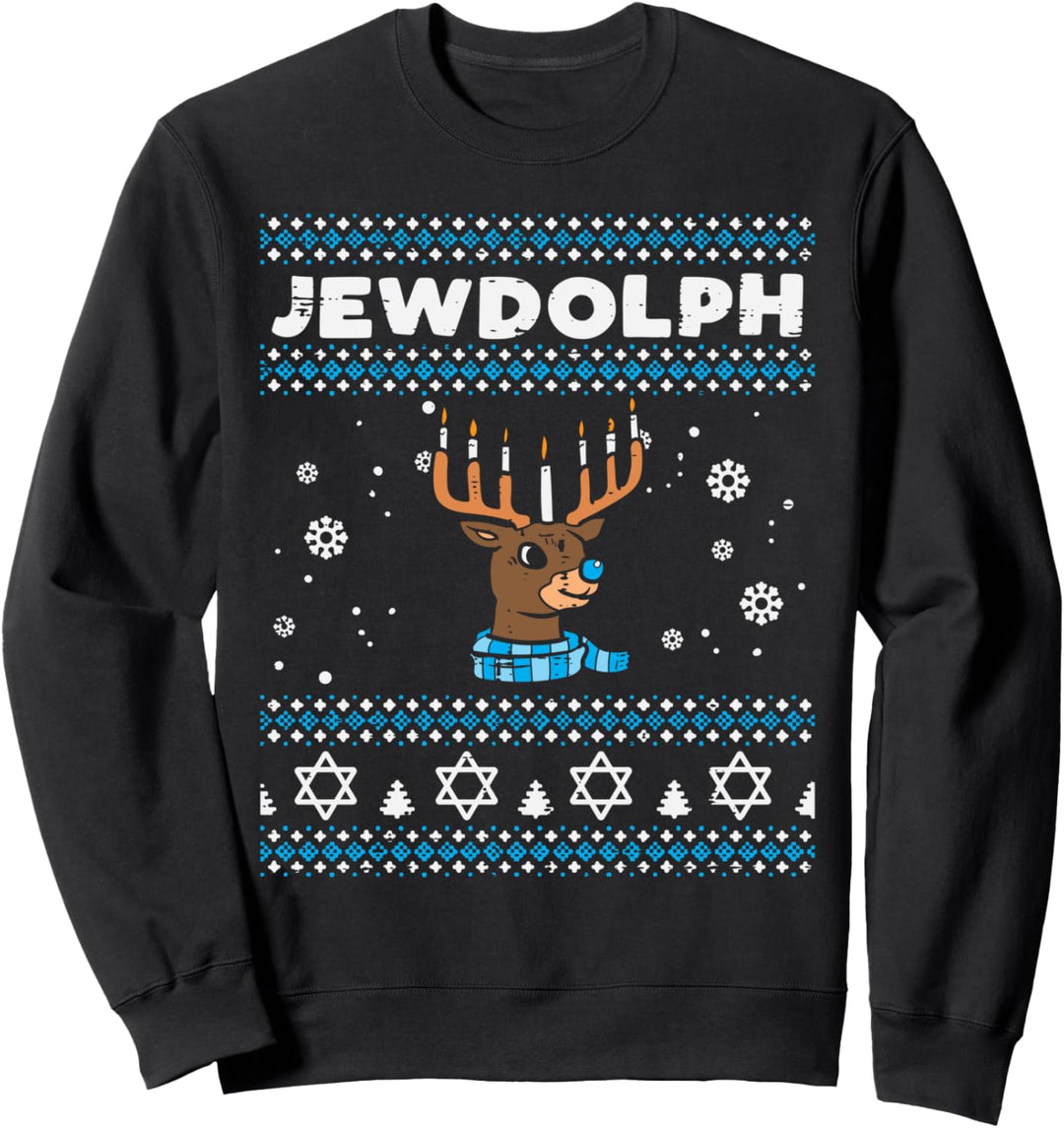 Jewdolph Hässlicher Hanukkah Pullover Rentier Lustige Chanukah PJs Sweatshirt