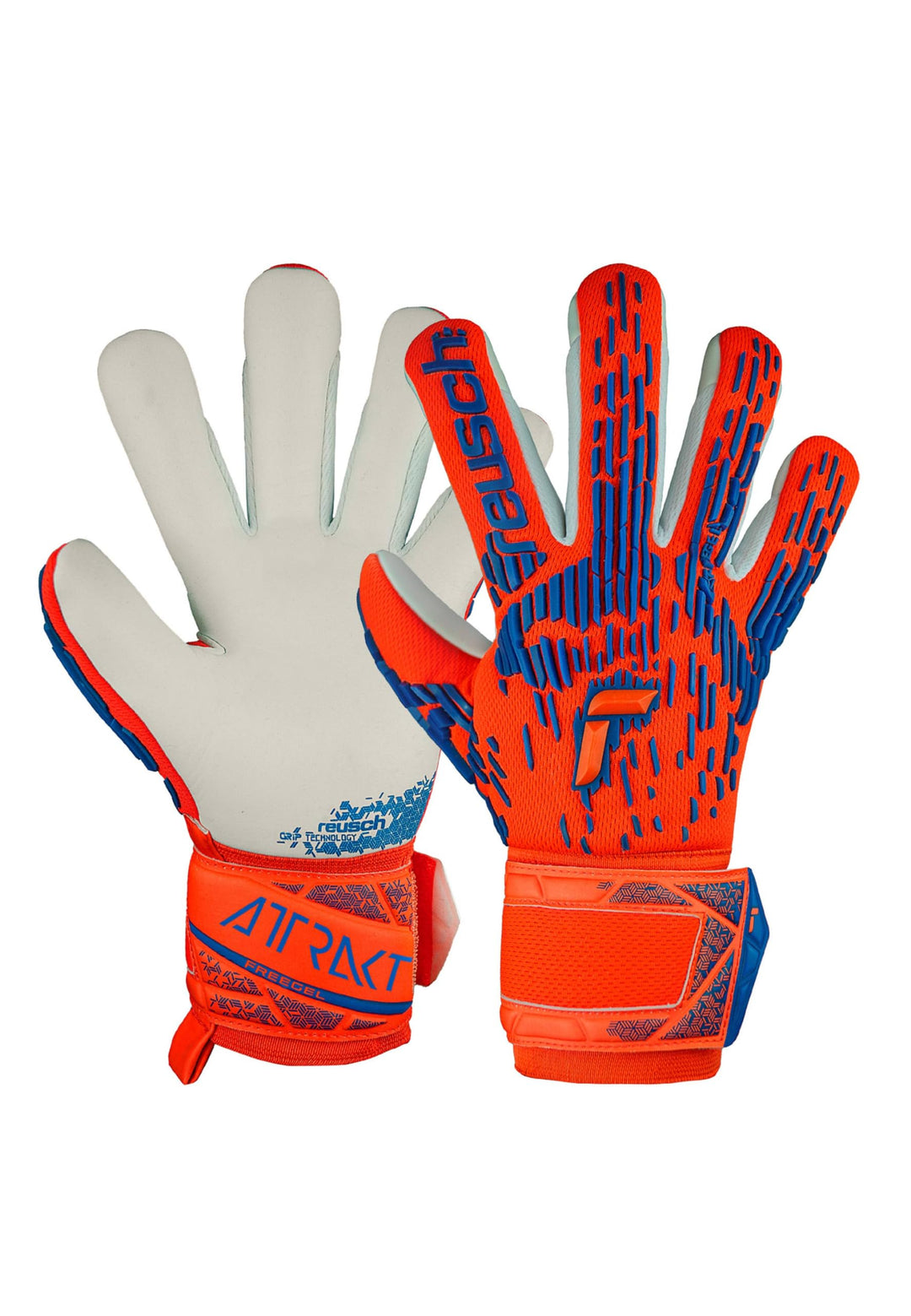 Reusch Unisex Jugend Attrakt Freegel Silver Junior Torwarthandschuh 4 orange-blau, 4 orange-blau