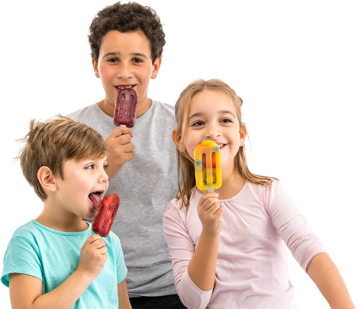 Lékué Classic Eisformen, stapelbar, 16,5 cm, 4 Stück, verschiedenfarbig, Silikon, Rot / Gelb Classic