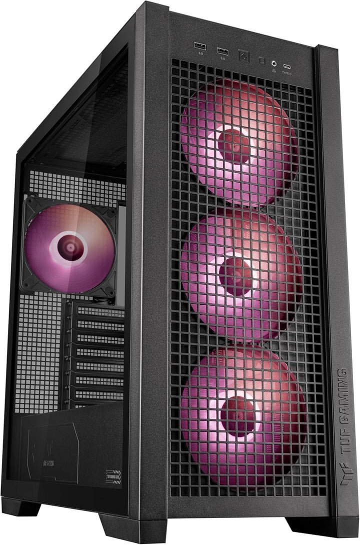 ASUS TUF Gaming GT302 ARGB Black Mid-Tower-ATX-Gehäuse (4X 140 x 28-mm-ARGB-Lüfter, austauschbare Se