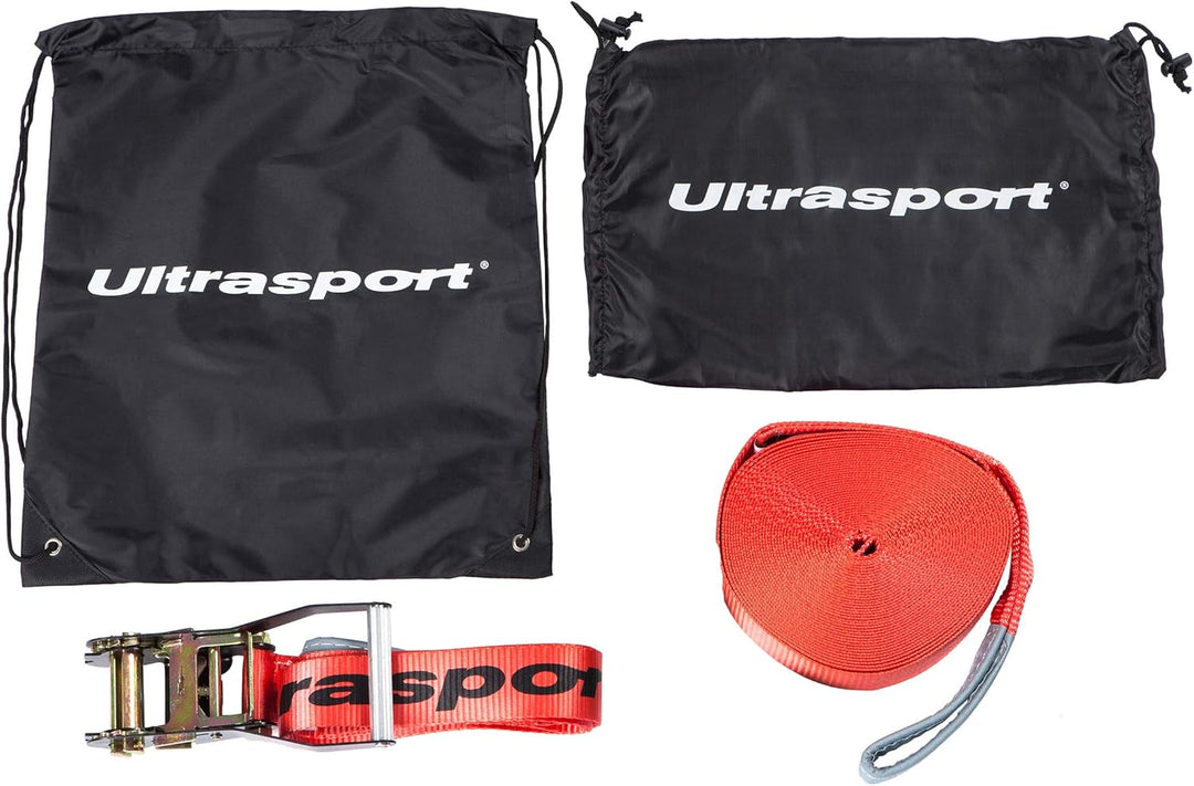 Ultrasport Slackline 15m-25m, mit Ratsche und Transporttasch, komplette Slackline-Satz, erhältlich m