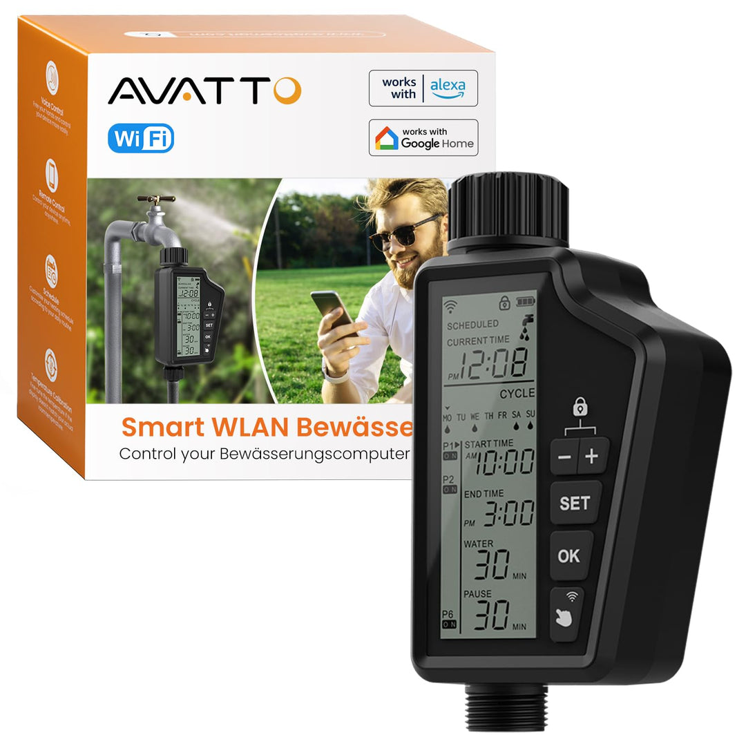 AVATTO Bewässerungscomputer Smart WiFi Zeitschaltuhren Automatische Bewässerung Unterstützen Alexa u