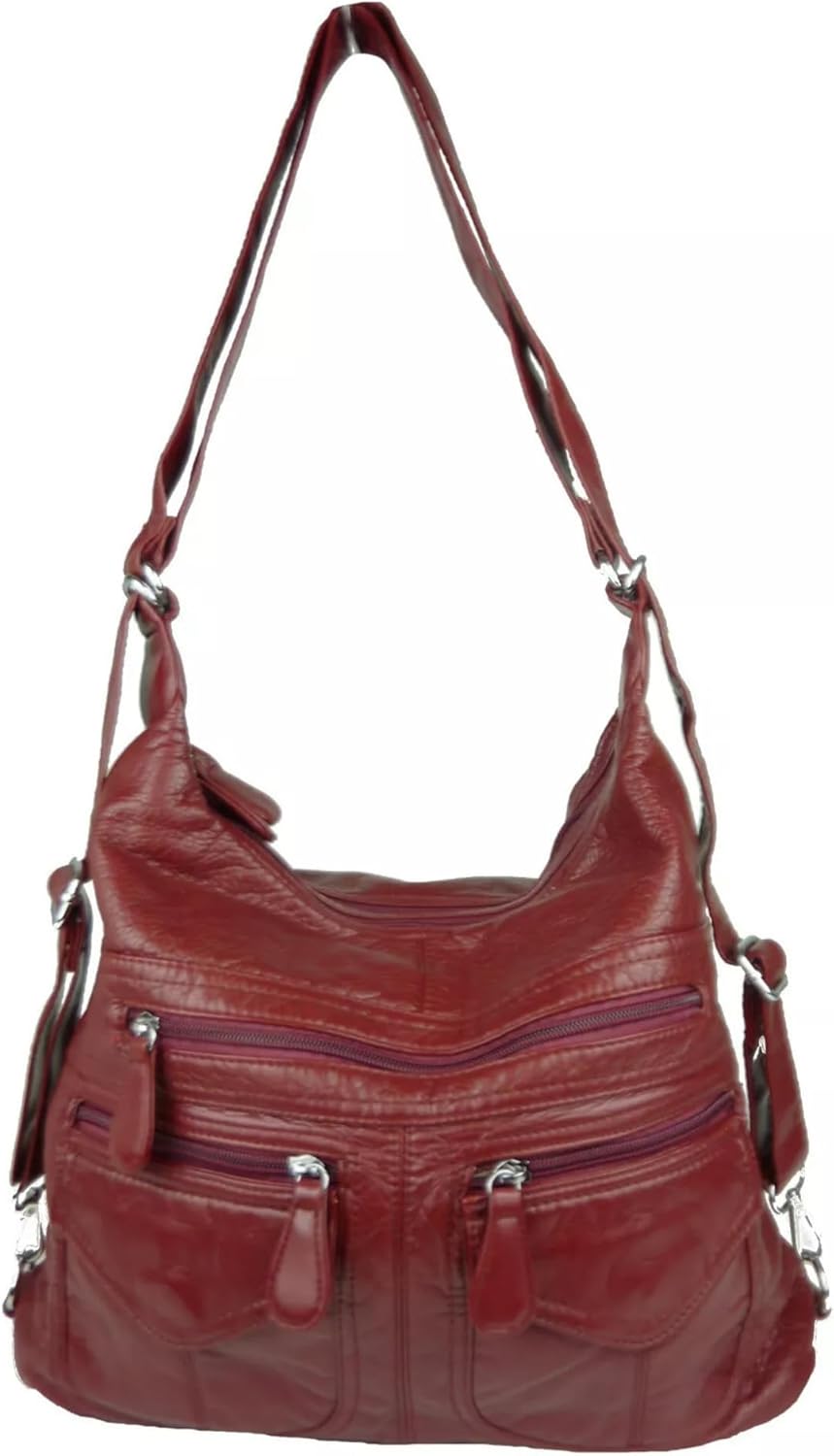 kennydoo Rucksacktasche I 2in1 Damen Rucksack und Handtasche in Einem I Schultertasche einfarbig uni