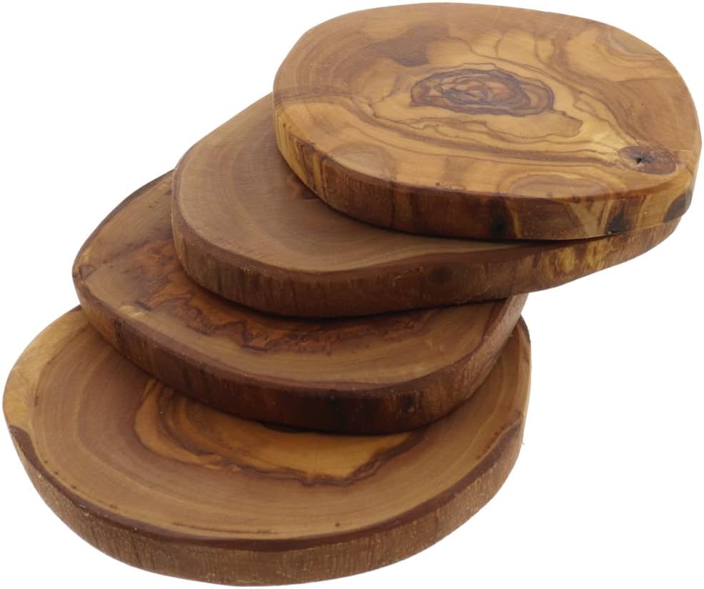 HOFMEISTER® Untersetzer 4er Set Olivenholz - Glasuntersetzer aus Holz aus 4 Olivenholzscheiben - Nat