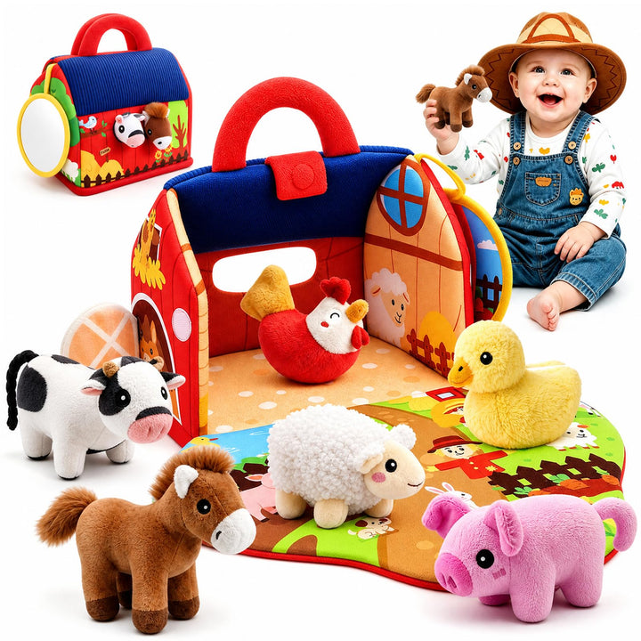 Baby Spielzeug ab 6 Monate, Montessori Spielzeug Baby ab 6 Monate Bauernhof Mit 6 Plüschtieren Senso