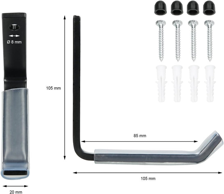 ECD Germany Autoreifen Wandhalterung 8 STK. | 105 x 105 mm | aus Ganzstahl | belastbar bis 40kg. | i