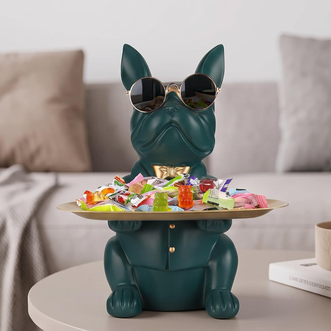 Deko Skulptur Bulldogge, Schlüsselschale Modern Schwarz, Schlüsselablage Flur, Deko Figuren Wohnzimm