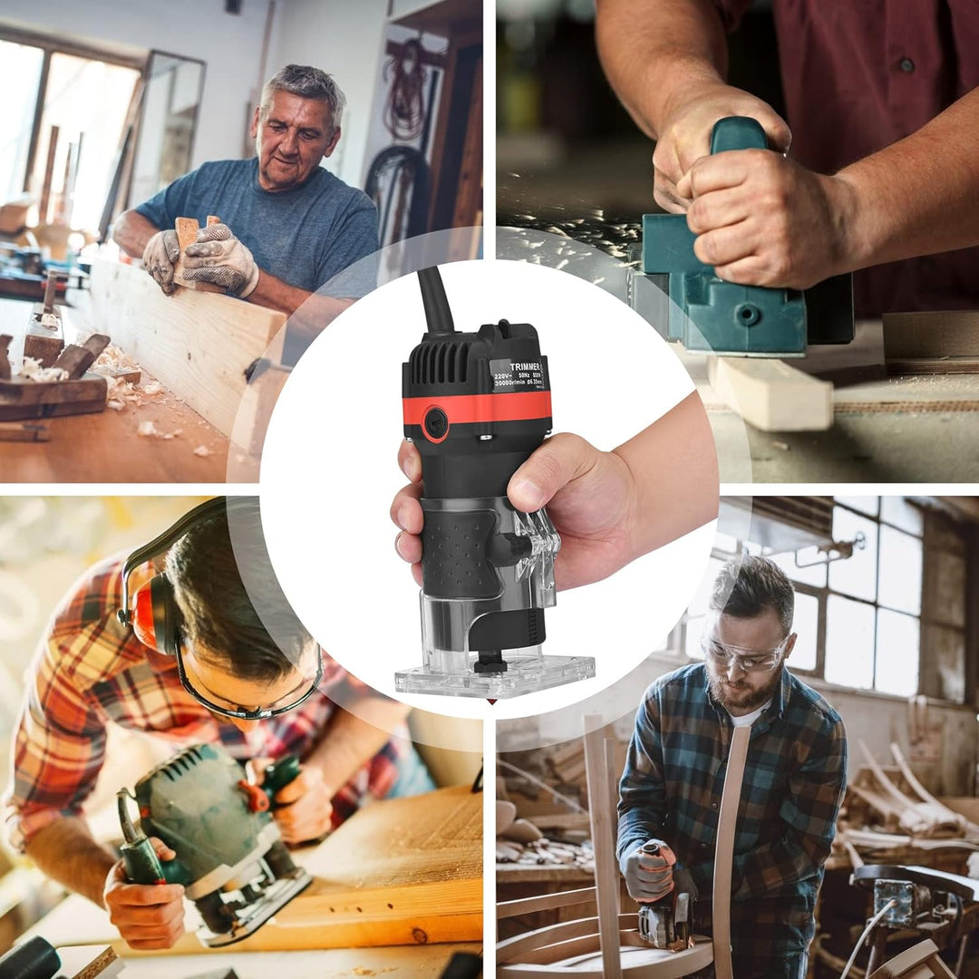 Yontwe Kompaktes Holz Router Werkzeug Tragbarer Handrouter Holzbearbeitung mit 15 Stück Router Bits