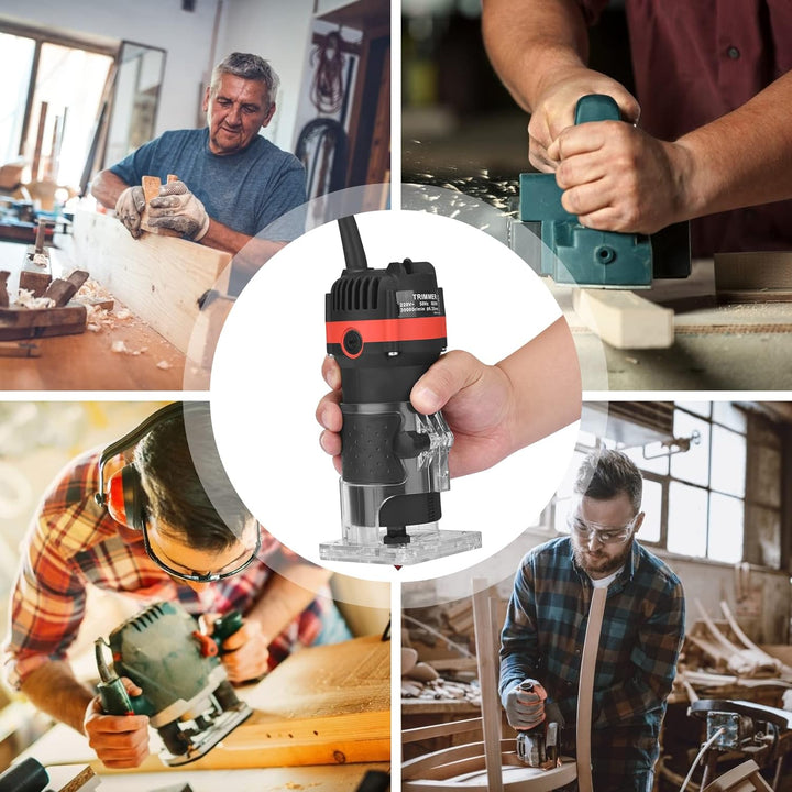 Yontwe Kompaktes Holz Router Werkzeug Tragbarer Handrouter Holzbearbeitung mit 15 Stück Router Bits