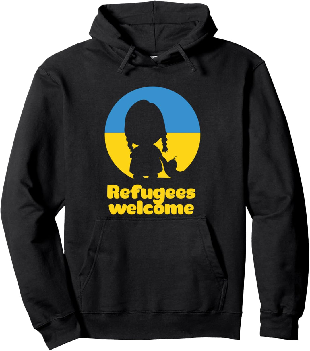 Niedliches Refugees Welcome in den Farben der Ukraine Pullover Hoodie