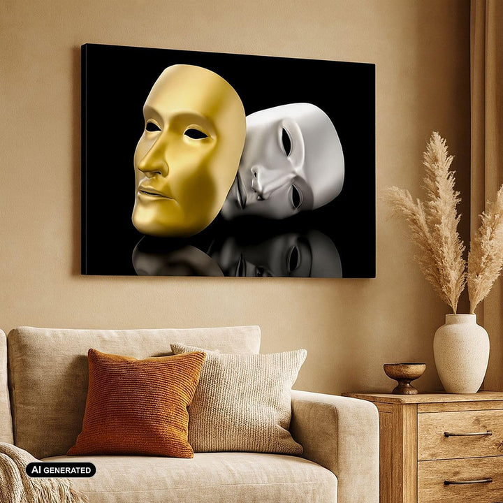 Bilder auf Leinwand Maske Theater Bühne Schauspieler Leinwandbild 70x50cm Wandbilder Dekoration Wohn