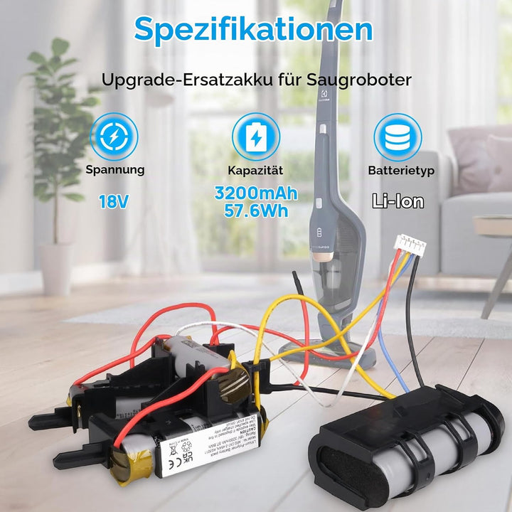 18V 3200mAh Akku Kompatibel mit Electrolux AEG CX7, AEG CX7-2-45AN CX7-2-35RM CX7-35WR CX7-35WRK AG1