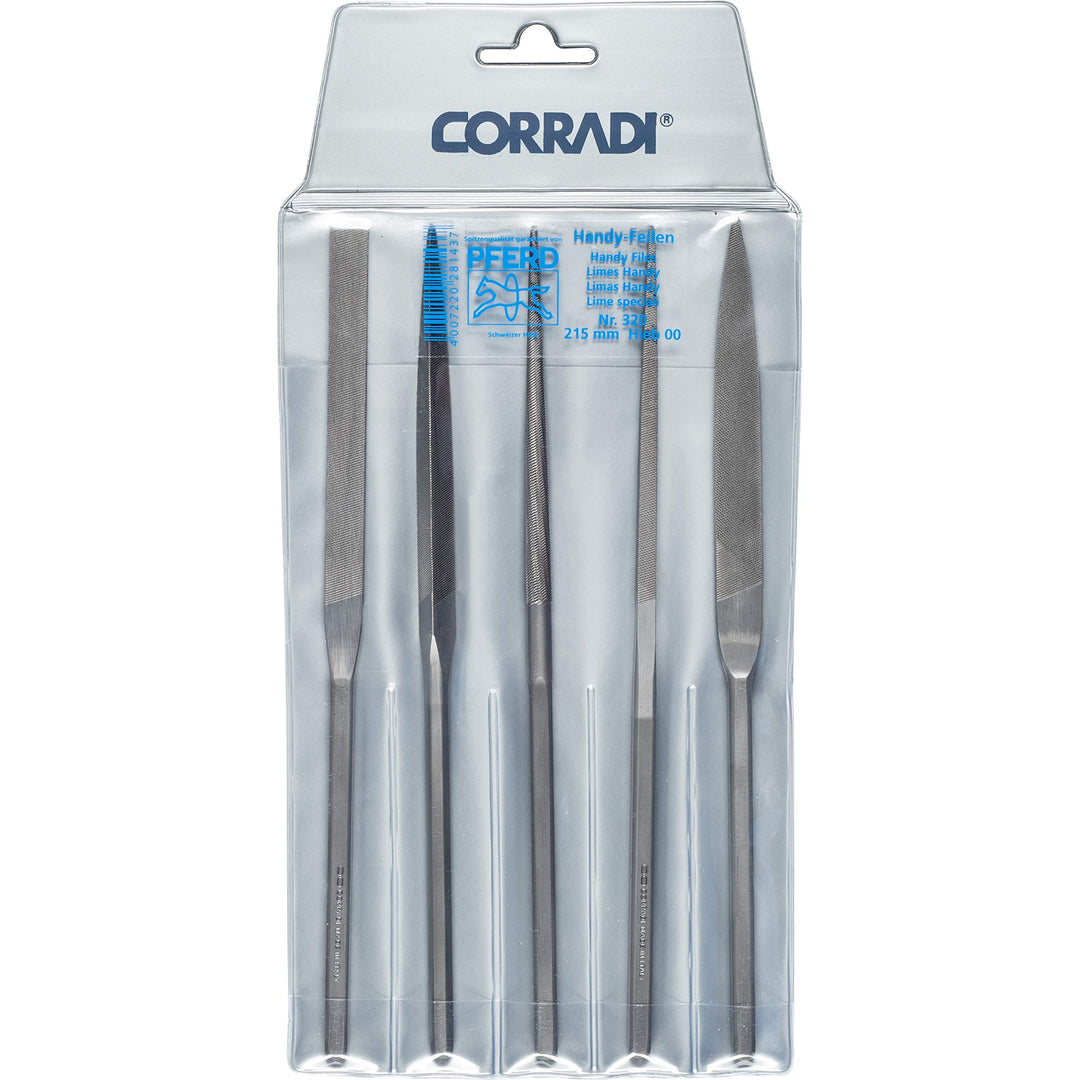 CORRADI-Handy-Feilen-Set, 5-teilig, Schweizer Hieb 00, 215mm, 19503201 – Für die sehr grobe Präzisio