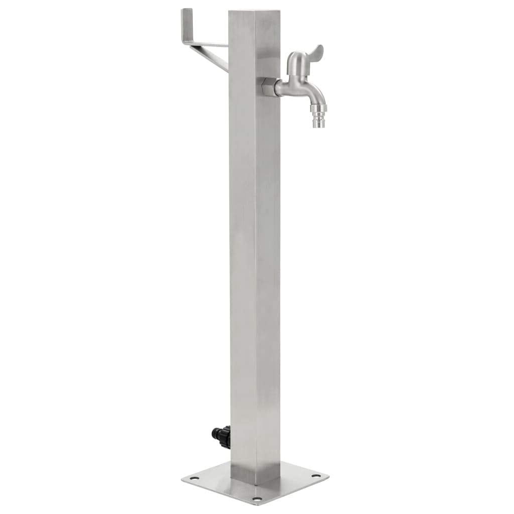 yorten Garten-Wassersäule mit Wasserhahn Wasserzapfsäule Wasserzapfstelle Silbern Edelstahl Quadrati