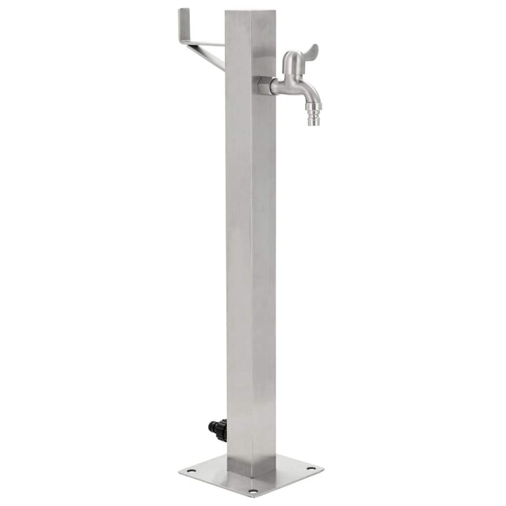 yorten Garten-Wassersäule mit Wasserhahn Wasserzapfsäule Wasserzapfstelle Silbern Edelstahl Quadrati