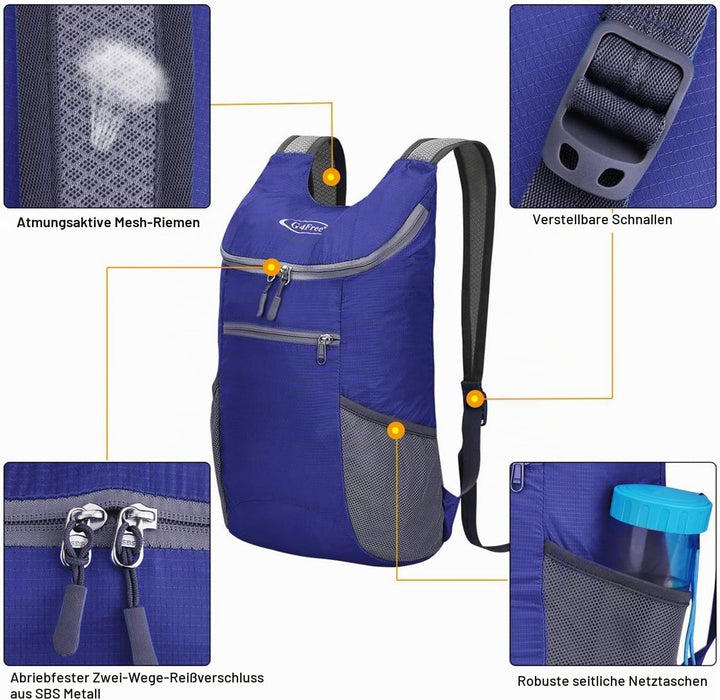 G4Free Ultraleichter 11 l kleiner faltbarer Rucksack für Reisen, Wandern, Radfahren, Wandern oder Me