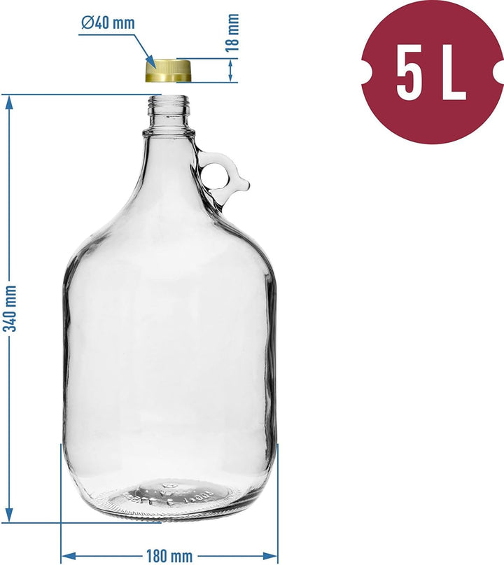 lilawelt24 4X Set 5L Flasche +Gummistopfen + Gärröhrchen Gärballon Weinballon Gärbehälter/brauen/Wei