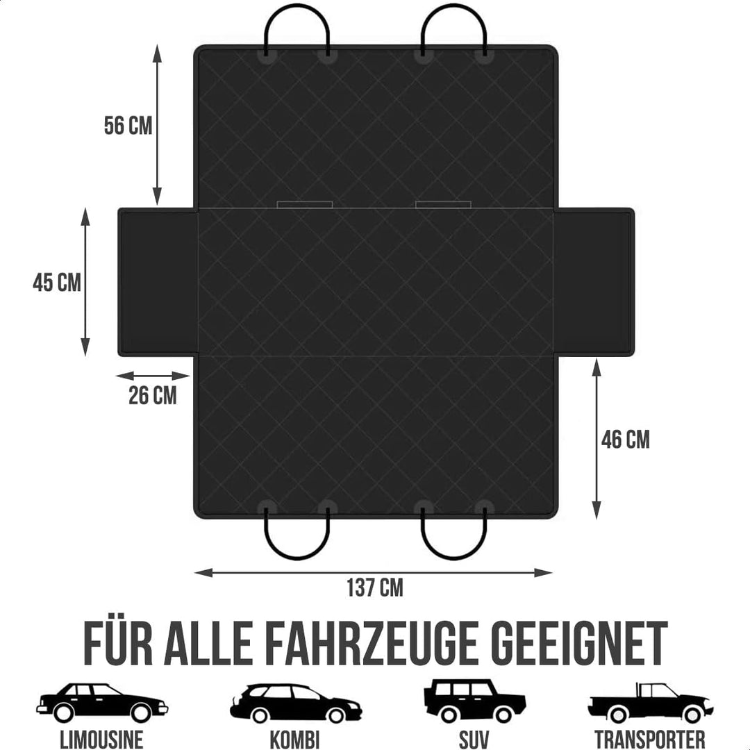 Strex Hundedecke für Auto Rückbank und Kofferraum Schwarz - 137 x 147 cm - Schutzhülle - Hundedecke