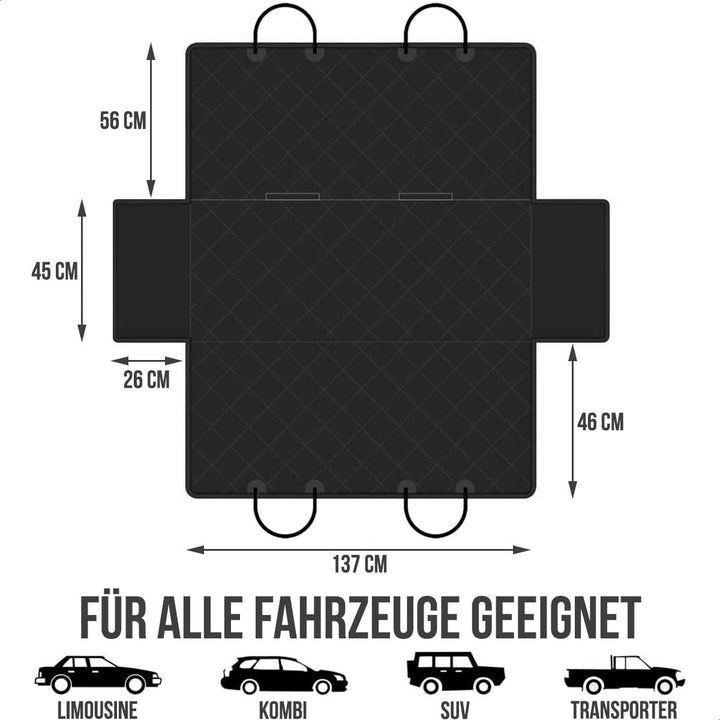 Strex Hundedecke für Auto Rückbank und Kofferraum Schwarz - 137 x 147 cm - Schutzhülle - Hundedecke