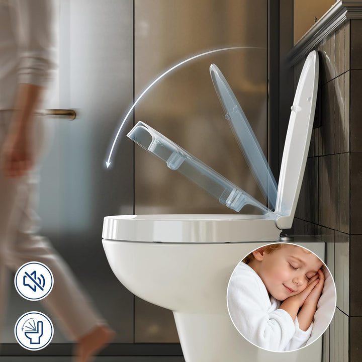 CECIPA WC-Sitz Erhöhung 5 cm – Duroplast Toilettensitz mit Absenkautomatik, bis 250 kg belastbar, er