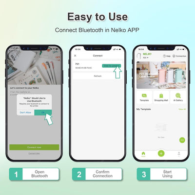 Nelko Etikettendrucker, Bluetooth P21 Selbstklebendes Etikettiergerät Tragbarer beschriftungsgerät s