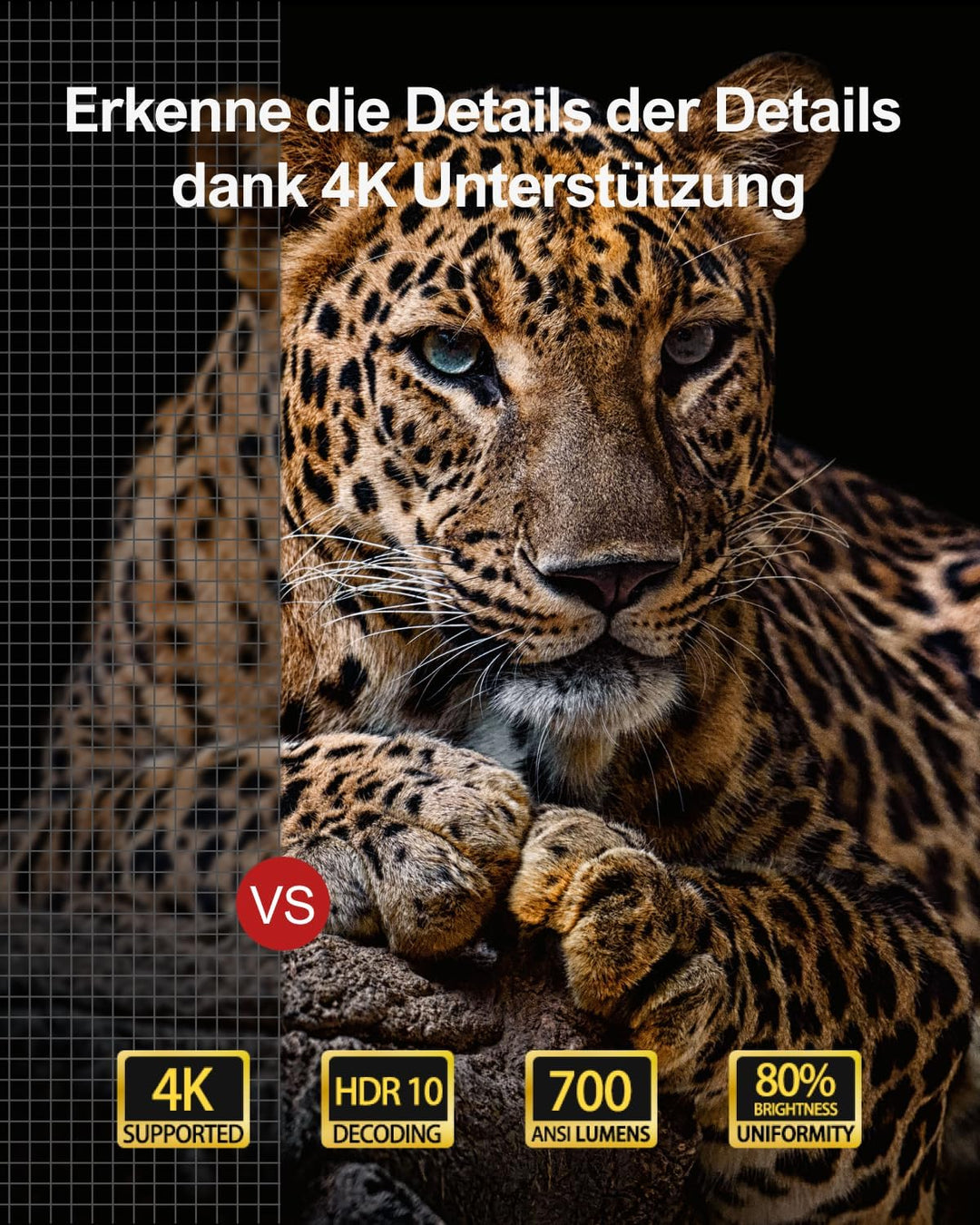 ULTIMEA Beamer WiFi Bluetooth Auto Fokus/Keystone, 700ANSI 21000 Lux, Overheadprojektor 4K, unterstü