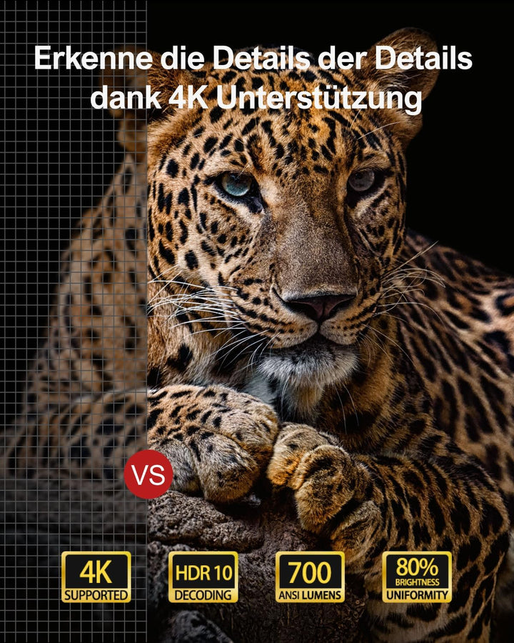 ULTIMEA Beamer WiFi Bluetooth Auto Fokus/Keystone, 700ANSI 21000 Lux, Overheadprojektor 4K, unterstü
