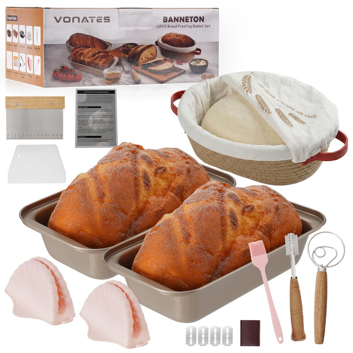 Gärkörbchen aus Baumwollseil für Brot, 2er Pack Rechteckig Brotbackform, Komplettset Brot Backen Zub