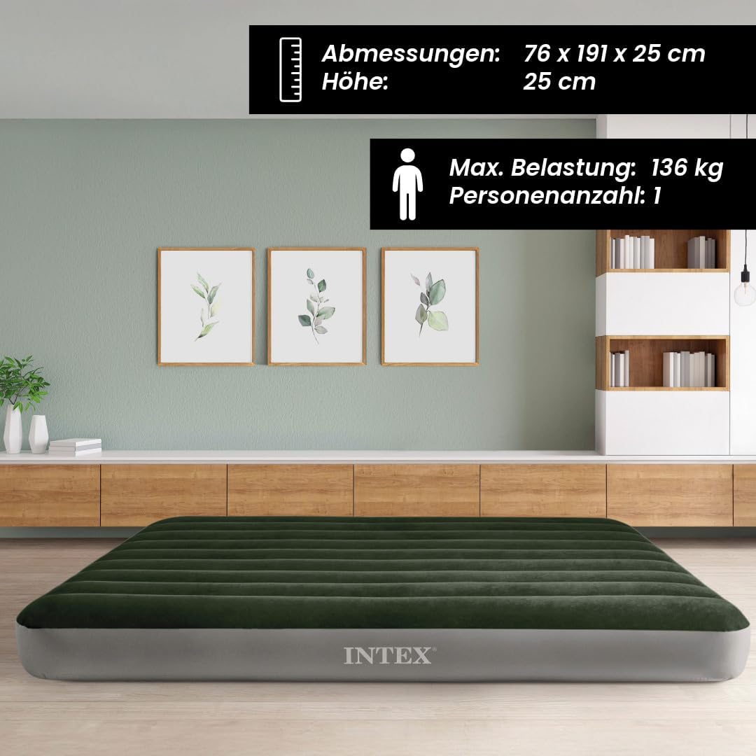 JR. Twin DURA-Beam Prestige Downy AIRBED Grün 76x191x25 cm, Grün 76x191x25 cm