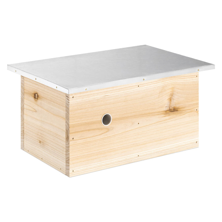 Navaris Hummelhaus aus Holz und Metall - 30x20x14,5cm Hummelkasten - Garten Nistkasten Insektenhotel