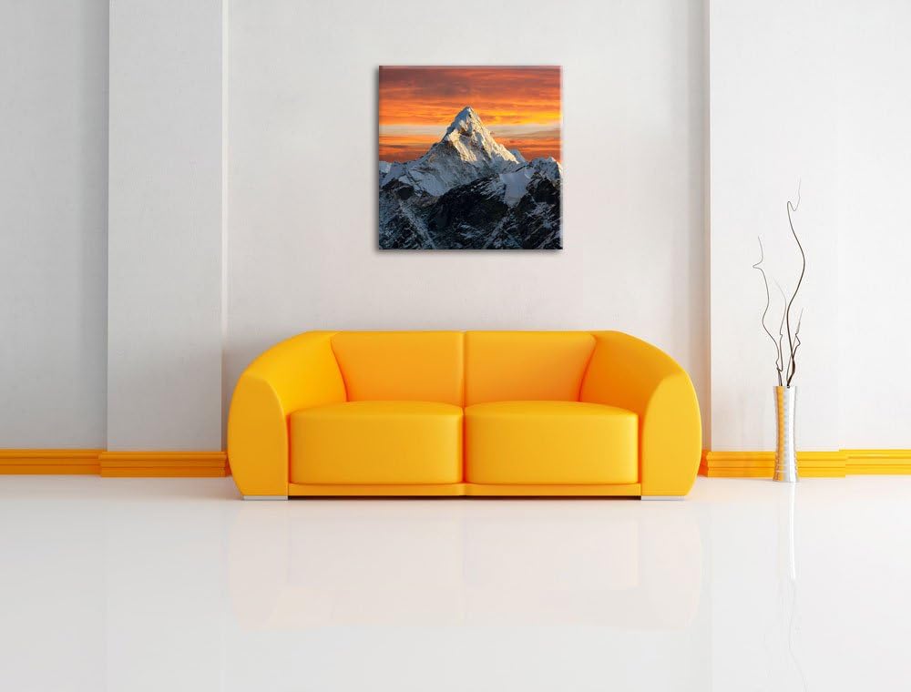 Berge in der Sonne, Format: 70x70 auf Leinwand, XXL riesige Bilder fertig gerahmt mit Keilrahmen, Ku