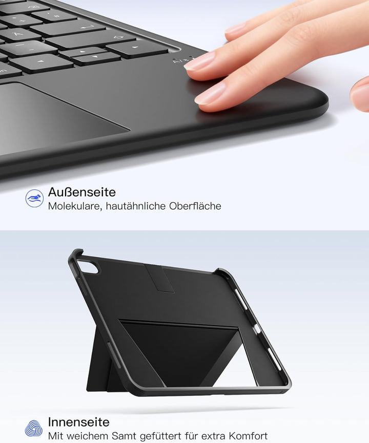 Inateck AceTouch Pro Hülle mit Tastatur für iPad 11 A16 2025 11 Zoll, iPad 10. Gen 2022 10,9 Zoll, 5