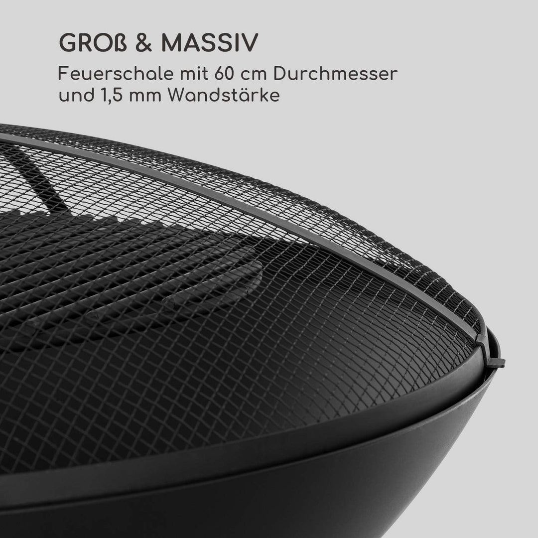 Blumfeldt Orbit - 3-in-1 Stahl-Feuerschale: Feuerstelle, Grill und Gartentisch in einem, Ø 60 cm, 4-