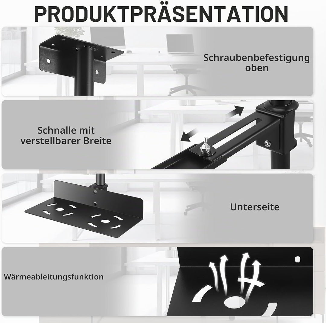 PC Halterung Unter Schreibtisch,PC Halterung,Einstellbare Höhe 50–530 Mm,Breite 135–225 Mm,Bis Zu 35
