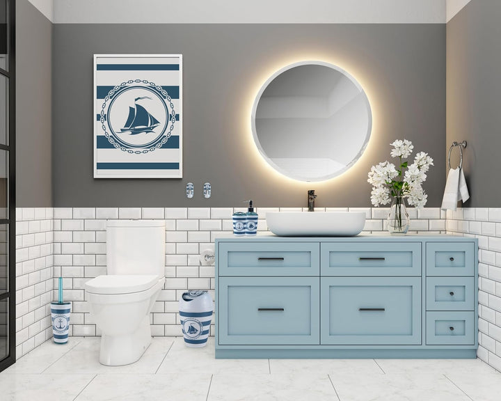 FH - Mülleimer Bad, WC Badezimmer Mülleimer Schiff Motiv - Badezimmer Zubehör, Bad Accessoires, aus